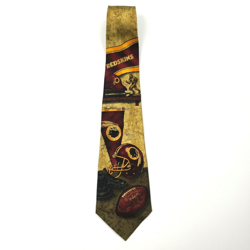 Redskins NFL Men's Necktie Collectible Eagles Wings 100% Silk Burgundy Gold